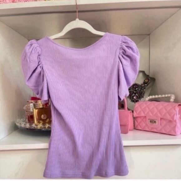 Puff Sleeve Rib-Knit Tee  Size XS - Picture 6 of 10
